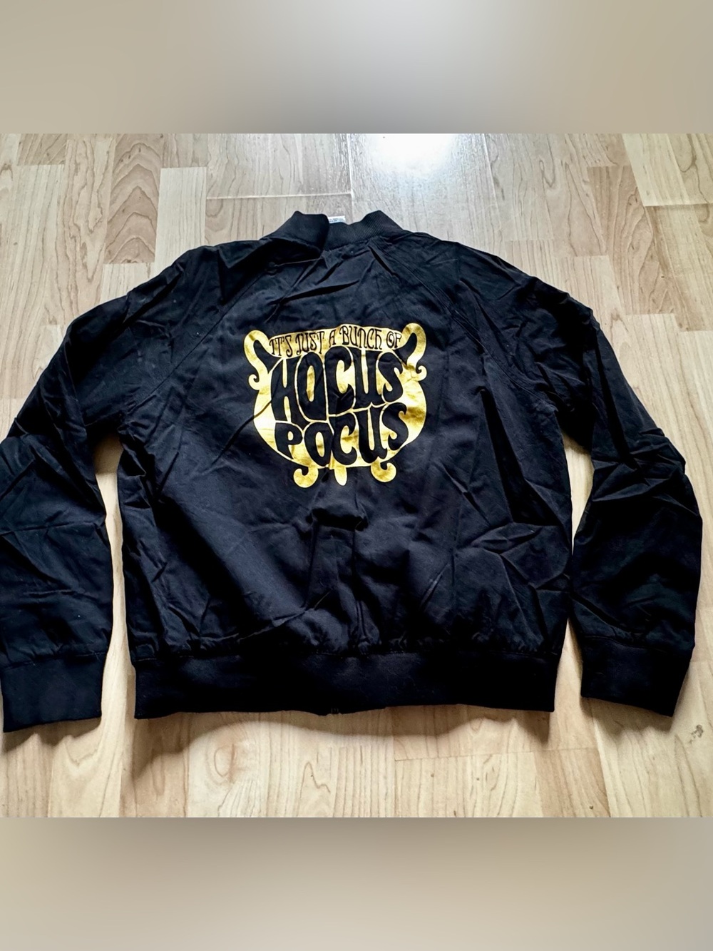 Hocus Picus Black Bomber Jacket with Gold Logo Accent